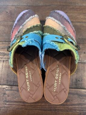 Kurt Geiger London Mayfair Colorful Denim Platform Clog.  Size 8